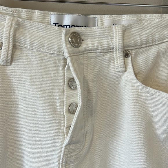 Tomorrow Denim Teresa Regular Cropped Jean White Button Fly Organic Cotton Sz 28 - Picture 7 of 16